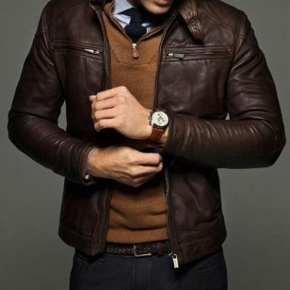 Men's Slim fit leather jackets, Men..