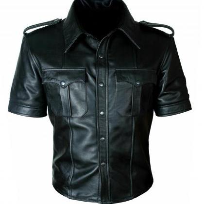 Men's Real Genuine Leather Police..
