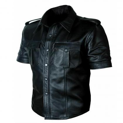 Men's Real Genuine Leather Police..