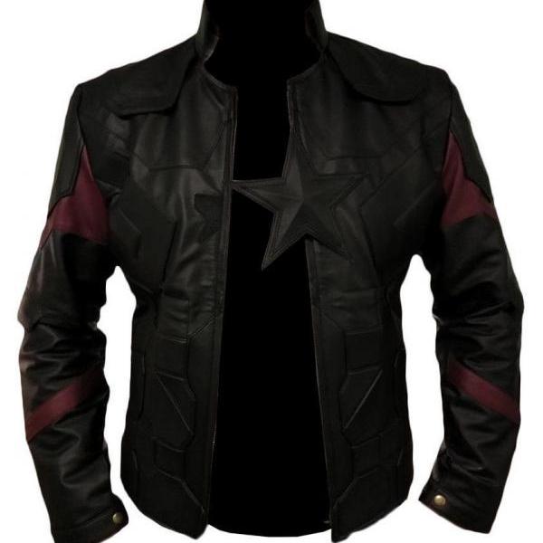 Men's Captain America Avengers Infinity War Chris Evans Black Leather Jacket